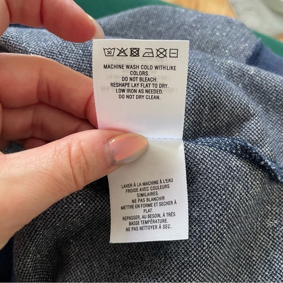 Anthropologie Postmark Polka Dot Blue Metallic Cropped Pullover Dolman Sweater L - Picture 11 of 12